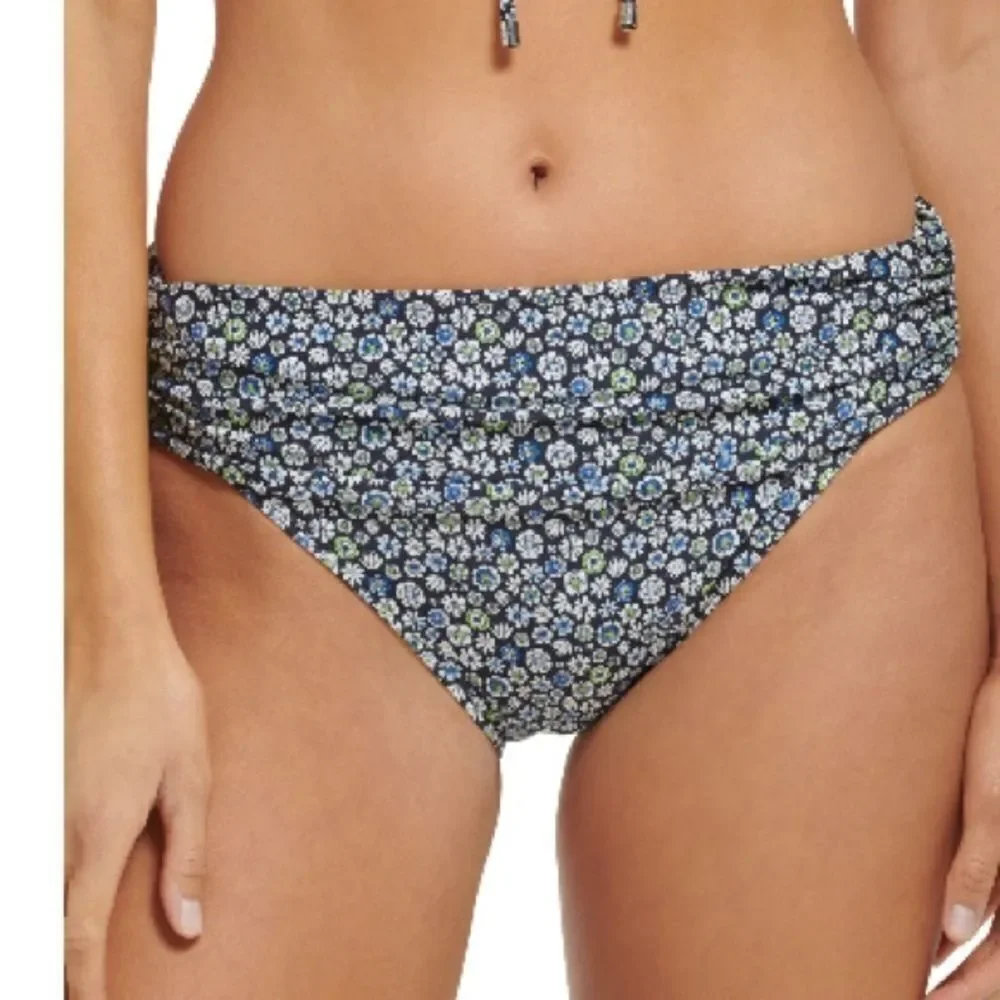 Tommy Hilfiger Womens White Floral Fold-Over Swim Bottom Separates NWT XS